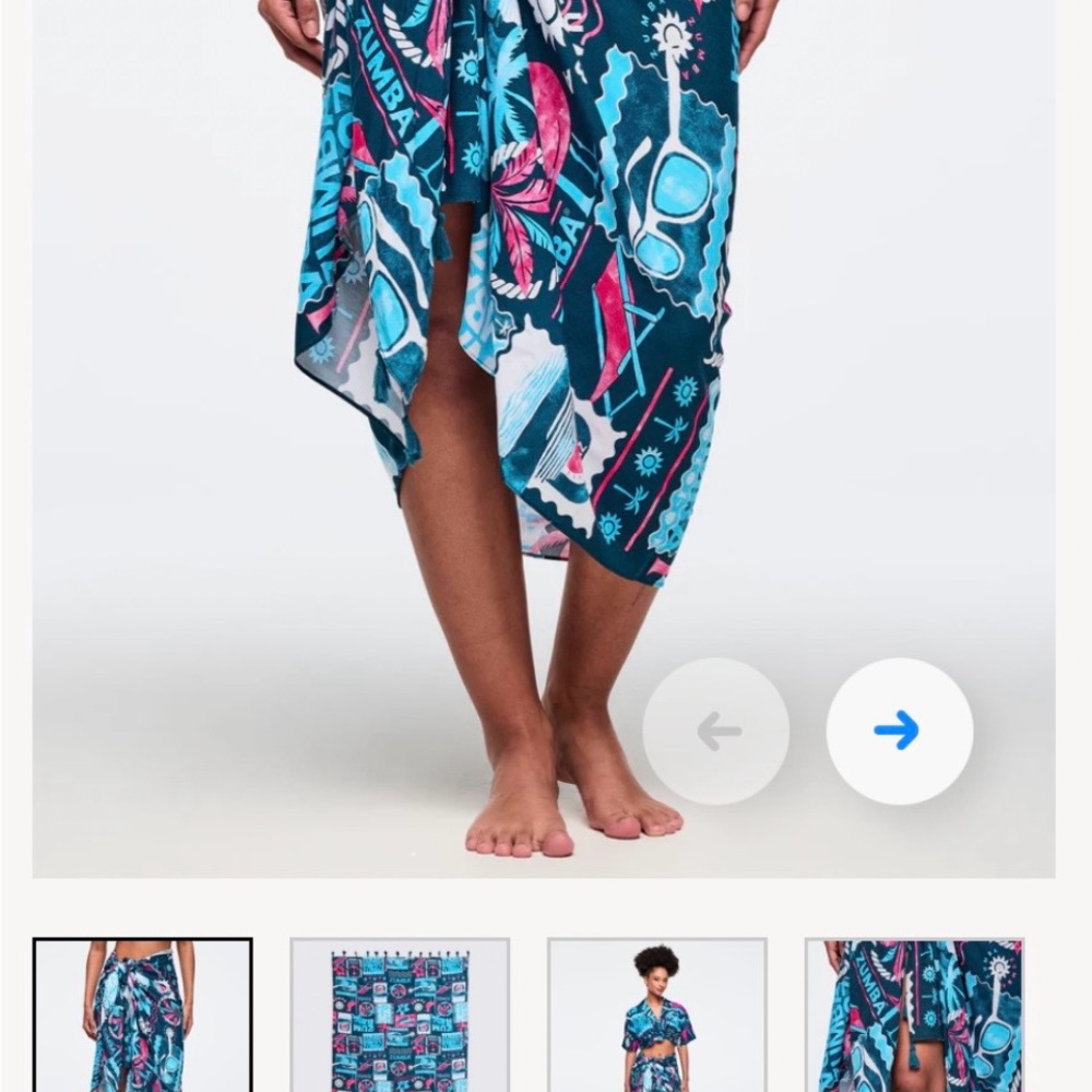 Zumba Fitness Blue Teal Pink Tropical Swim Sarong